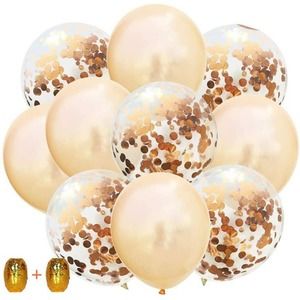 12inch Gold Confetti Latex Balloons w/60 Feet Rose Gold Ribbon Decorations 50PCS